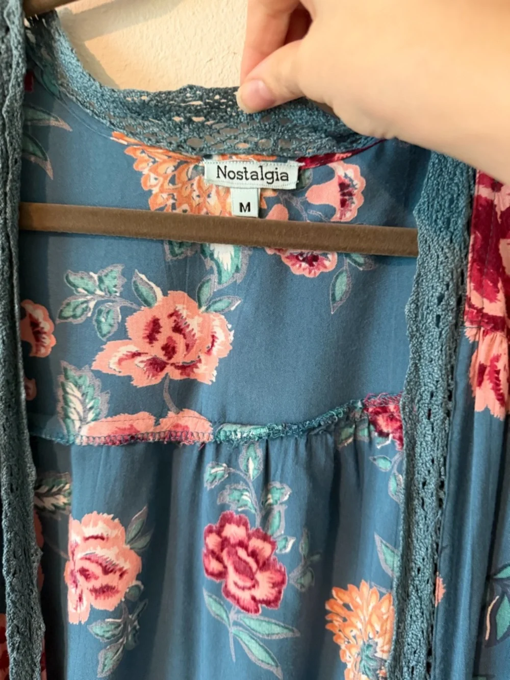 Nostalgia Teal Floral Duster Cardigan Kimono